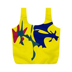 Yellow Amoeba Abstraction Full Print Recycle Bags (m)  by Valentinaart