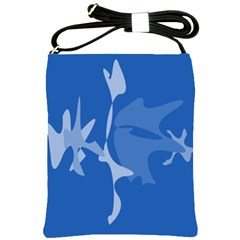 Blue Amoeba Abstraction Shoulder Sling Bags by Valentinaart
