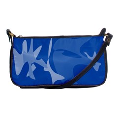 Blue Amoeba Abstraction Shoulder Clutch Bags by Valentinaart