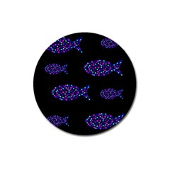 Purple Fishes Pattern Magnet 3  (round) by Valentinaart