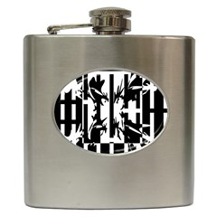 Black And White Abstraction Hip Flask (6 Oz) by Valentinaart