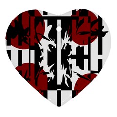 Red, Black And White Elegant Design Heart Ornament (2 Sides) by Valentinaart