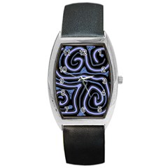 Blue Abstract Design Barrel Style Metal Watch by Valentinaart