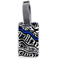 Deep Blue, Black And White Abstract Art Luggage Tags (one Side)  by Valentinaart