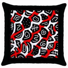 Red Playful Design Throw Pillow Case (black)