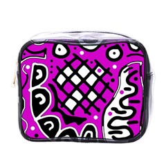 Magenta High Art Abstraction Mini Toiletries Bags by Valentinaart