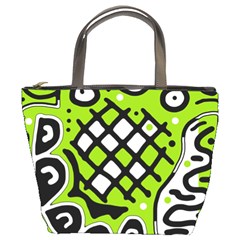 Green High Art Abstraction Bucket Bags by Valentinaart