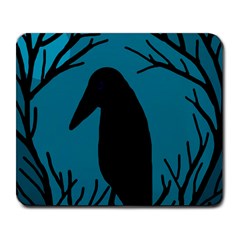 Halloween Raven - Blue Large Mousepads by Valentinaart