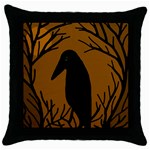 Halloween raven - brown Throw Pillow Case (Black)