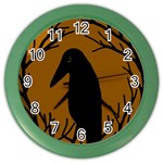 Halloween raven - brown Color Wall Clocks