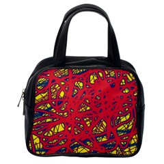 Yellow And Red Neon Design Classic Handbags (one Side) by Valentinaart