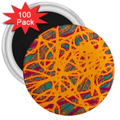 Orange Neon Chaos 3  Magnets (100 Pack) by Valentinaart