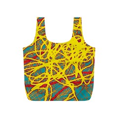 Yellow Neon Full Print Recycle Bags (s)  by Valentinaart