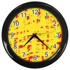 Yellow And Red Wall Clocks (black) by Valentinaart