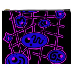 Blue And Magenta Abstraction Cosmetic Bag (xxxl)  by Valentinaart