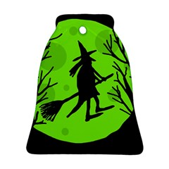 Halloween Witch - Green Moon Bell Ornament (2 Sides) by Valentinaart