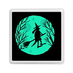 Halloween Witch - Cyan Moon Memory Card Reader (square)  by Valentinaart