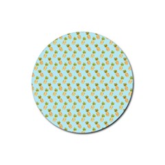 Tropical Watercolour Pineapple Pattern Rubber Coaster (round)  by TanyaDraws