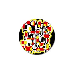 Red And Yellow Chaos Golf Ball Marker (4 Pack) by Valentinaart