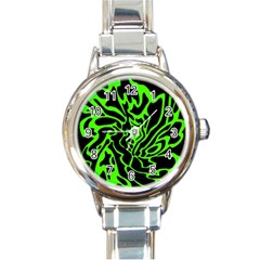 Green And Black Round Italian Charm Watch by Valentinaart
