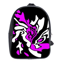 Purple, White And Black Decor School Bags (xl)  by Valentinaart