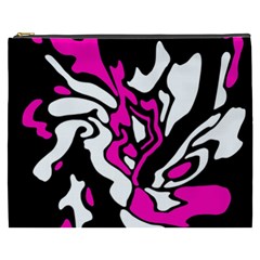 Magenta, Black And White Decor Cosmetic Bag (xxxl)  by Valentinaart
