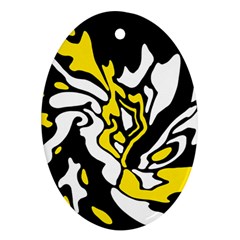Yellow, Black And White Decor Ornament (oval)  by Valentinaart