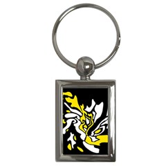 Yellow, Black And White Decor Key Chains (rectangle)  by Valentinaart
