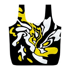 Yellow, Black And White Decor Full Print Recycle Bags (l)  by Valentinaart