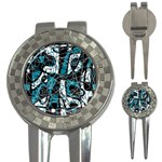 Blue, black and white abstract art 3-in-1 Golf Divots Front