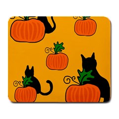 Halloween Pumpkins And Cats Large Mousepads by Valentinaart