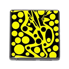 Black And Yellow Abstract Desing Memory Card Reader (square) by Valentinaart