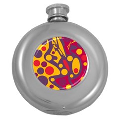 Colorful Chaos Round Hip Flask (5 Oz) by Valentinaart