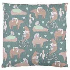 Bear Ruding Unicycle Unique Pop Art All Over Print Large Flano Cushion Case (one Side)