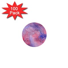 Galaxy Cotton Candy Pink And Blue Watercolor  1  Mini Buttons (100 Pack) 