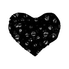 Black And Gray Soul Standard 16  Premium Heart Shape Cushions by Valentinaart
