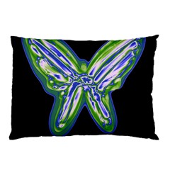 Green Neon Butterfly Pillow Case (two Sides) by Valentinaart