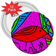 Red Bird 3  Buttons (10 Pack)  by Valentinaart