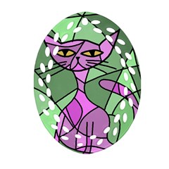 Artistic Cat - Purple Ornament (oval Filigree)  by Valentinaart