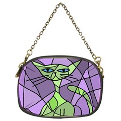 Artistic Cat - Green Chain Purses (two Sides)  by Valentinaart
