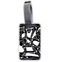 Playful Abstract Art - Black And White Luggage Tags (one Side)  by Valentinaart