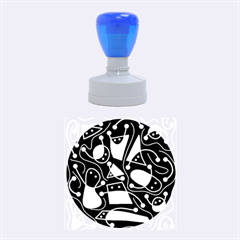 Playful Abstract Art - Black And White Rubber Round Stamps (medium) by Valentinaart