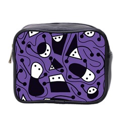 Playful Abstract Art - Purple Mini Toiletries Bag 2-side by Valentinaart