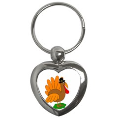 Thanksgiving Turkey - Transparent Key Chains (heart)  by Valentinaart