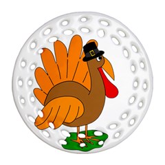 Thanksgiving Turkey - Transparent Round Filigree Ornament (2side) by Valentinaart