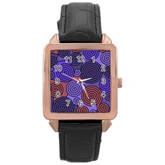 Blue And Red Hypnoses  Rose Gold Leather Watch  by Valentinaart