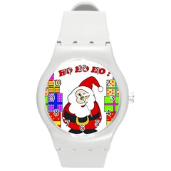 Santa Claus Pattern - Transparent Round Plastic Sport Watch (m) by Valentinaart