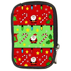 Christmas Pattern - Green And Red Compact Camera Cases by Valentinaart