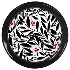 Red, Black And White Elegant Pattern Wall Clocks (black) by Valentinaart