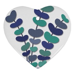 Blue Decorative Plant Heart Ornament (2 Sides) by Valentinaart
